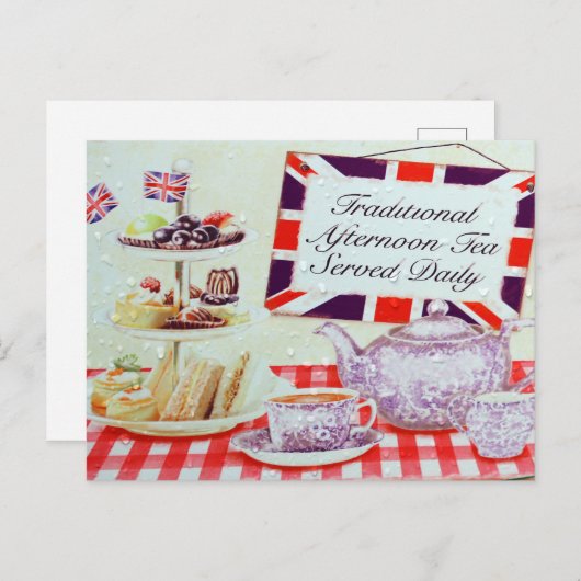 Engelse middag Tea Briefkaart (Voorkant / Achterkant)