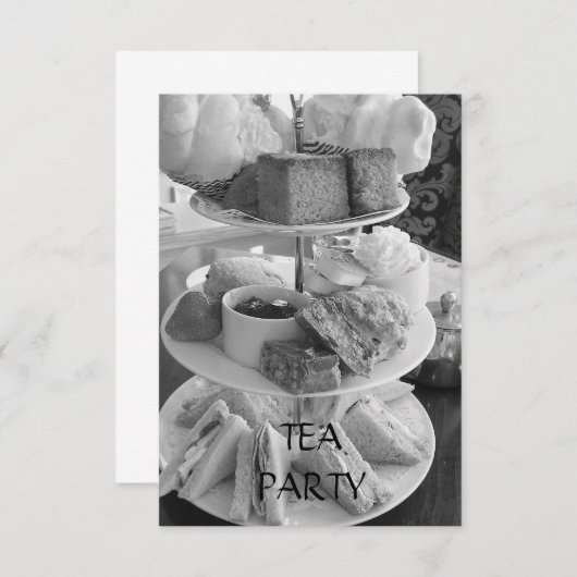 Engelse middag Tea Uitnodiging (Voorkant / Achterkant)