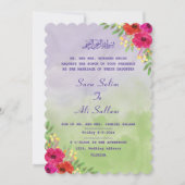 Engelse moslim Lavendel & groene Aquarel Bloemmoti Save The Date (Voorkant)