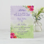 Engelse moslim Lavendel & groene Aquarel Bloemmoti Save The Date (Staand voorkant)