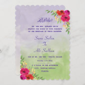 Engelse moslim lavendel & groene waterverf bloemst save the date (Voorkant / Achterkant)