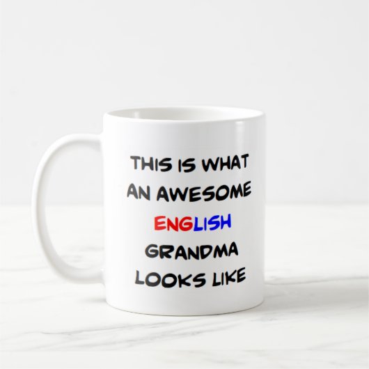 engelse oma , geweldige koffiemok (Links)