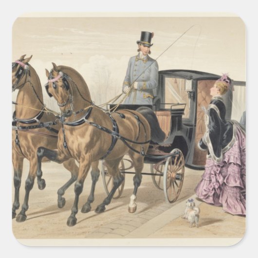 Engelse paarden vierkante sticker (Voorkant)