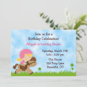 Engelse paardrijden verjaardag Uitnodigen ~ Meisje Kaart (Staand voorkant)