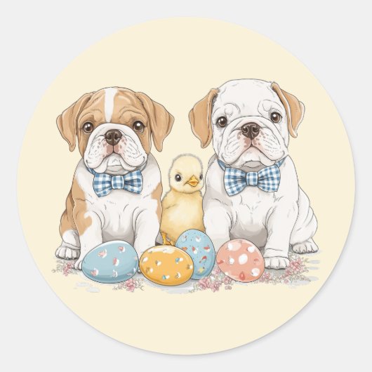 Engelse paashonden ronde sticker (Voorkant)