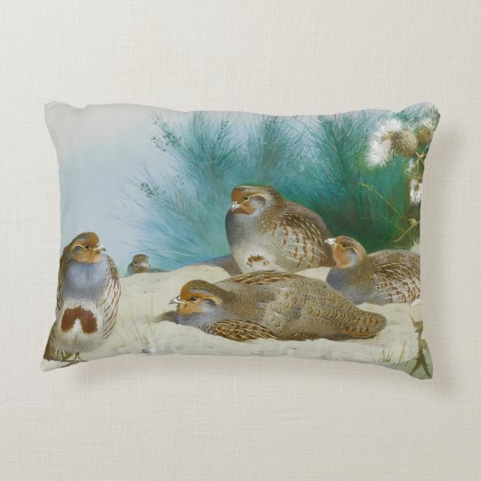 Engelse patrijs met paard en distel, Kunst Accent Kussen (Achterkant)