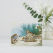 Engelse patrijs met paard en distel, Kunst Briefkaart (Staand voorkant)