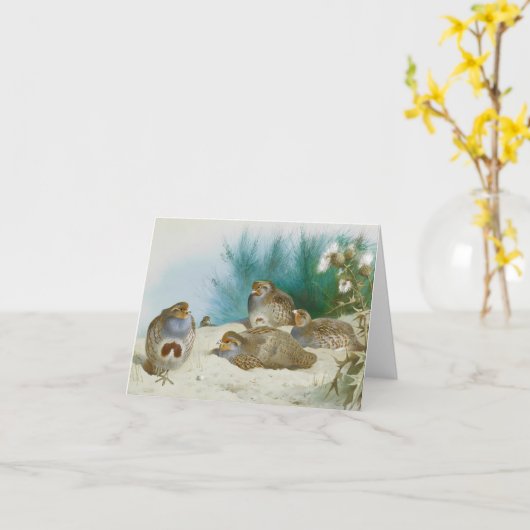 Engelse patrijs met paard en distel, Kunst Kaart (Gele Bloem)