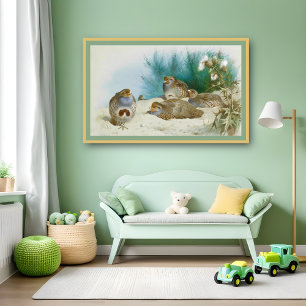 Engelse patrijs met paard en distel, Kunst Poster