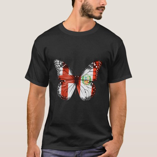 Engelse Peruaanse Vlag Vlinder T-shirt (Voorkant)