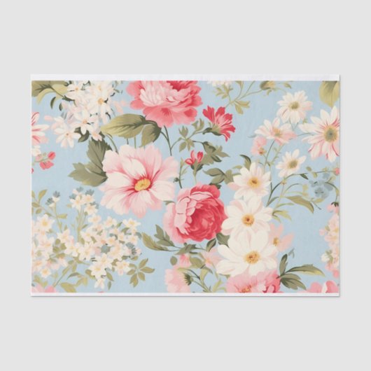 Engelse Platteland Bloem Tuinen Tissue Papier (Voorkant)