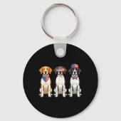 Engelse Pointer 4 juli Amerikaanse Vlag Hond Sleutelhanger (Voorkant)