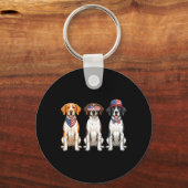 Engelse Pointer 4 juli Amerikaanse Vlag Hond Sleutelhanger (Voorkant)