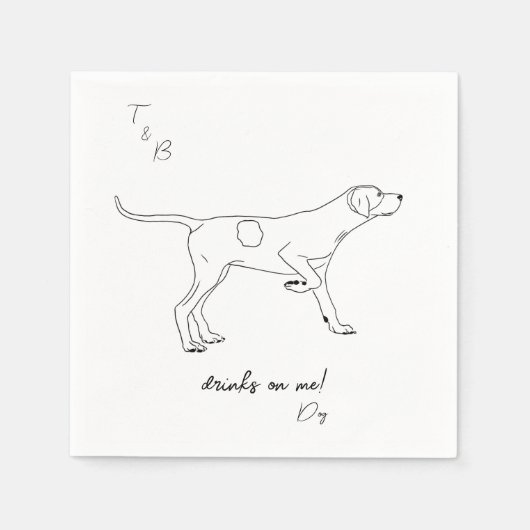 Engelse pointer Bruiloft Cocktail servetten (Voorkant)