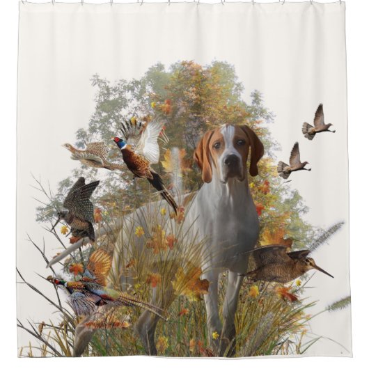 Engelse pointer douchegordijn (Voorkant)