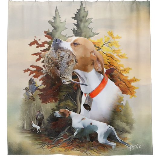 Engelse pointer douchegordijn (Voorkant)