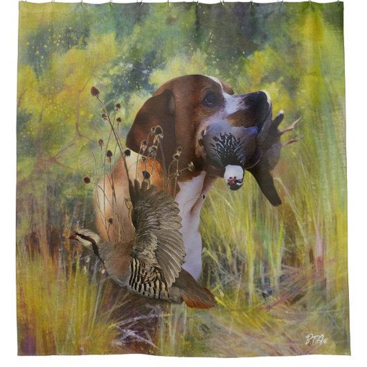 Engelse pointer douchegordijn (Voorkant)