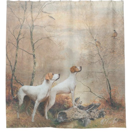 Engelse pointer douchegordijn (Voorkant)