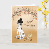 Engelse Pointer Funny Pilgrim Pet Thanksgiving Kaart (Gele Bloem)