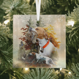 Engelse pointer glas ornament