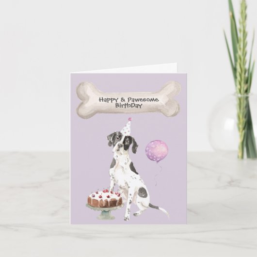 Engelse Pointer Hond Heeft verjaardagsfeesthoed ta Feestdagen Kaart (Voorkant)