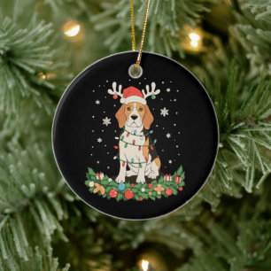 Engelse Pointer Hond Rendier Hoed Kerstverlichting Keramisch Ornament