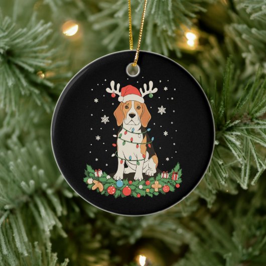 Engelse Pointer Hond Rendier Hoed Kerstverlichting Keramisch Ornament (Boom)