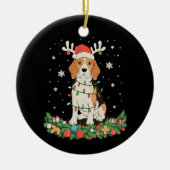 Engelse Pointer Hond Rendier Hoed Kerstverlichting Keramisch Ornament (Voorkant)