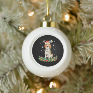 Engelse Pointer Hond Rendier Hoed Kerstverlichting Keramische Bal Ornament