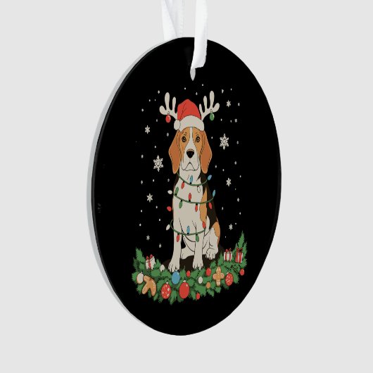 Engelse Pointer Hond Rendier Hoed Kerstverlichting Ornament (voorkant)