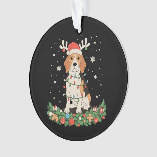 Engelse Pointer Hond Rendier Hoed Kerstverlichting Ornament (voorkant)