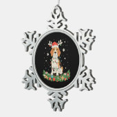Engelse Pointer Hond Rendier Hoed Kerstverlichting Tin Sneeuwvlok Ornament (Rechts)