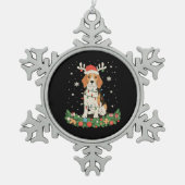 Engelse Pointer Hond Rendier Hoed Kerstverlichting Tin Sneeuwvlok Ornament (Voorkant)