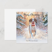 Engelse Pointer Hond Wandelt In Sneeuw Kerstmis Feestdagenkaart (Voorkant / Achterkant)