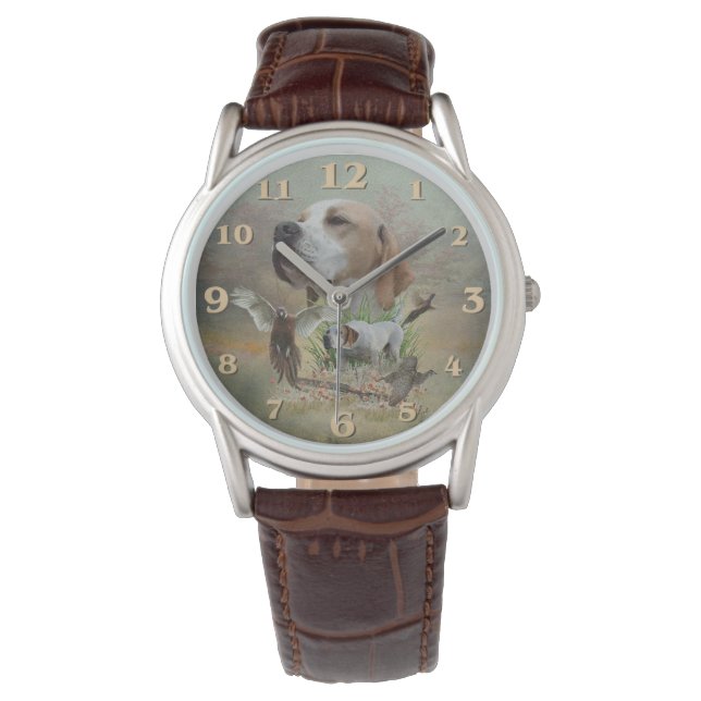 Engelse Pointer  Horloge (Voorkant)