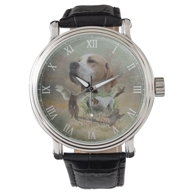 Engelse Pointer  Horloge (Voorkant)