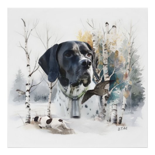 Engelse Pointer, Houtsnip Jachtseizoen, Kunst Foto Afdruk (Voorkant)