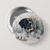 Engelse Pointer , Houtsnip Jachtseizoen , Kunst Ronde Button 7,6 Cm (Voorkant /achterkant)