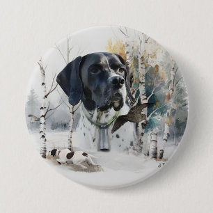 Engelse Pointer , Houtsnip Jachtseizoen , Kunst Ronde Button 7,6 Cm