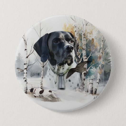 Engelse Pointer , Houtsnip Jachtseizoen , Kunst Ronde Button 7,6 Cm (Voorkant)