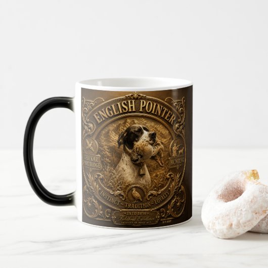 Engelse Pointer Jacht ,Chukar patrijs Magische Mok (Met donut)