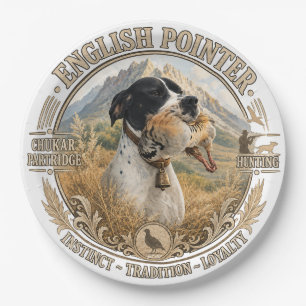 Engelse Pointer Jacht ,Chukar patrijs Papieren Bordje