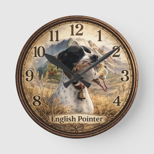 Engelse Pointer Jacht ,Chukar patrijs Ronde Klok (Voorkant)
