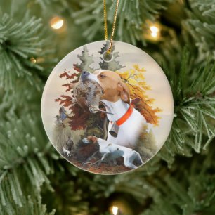 Engelse pointer keramisch ornament