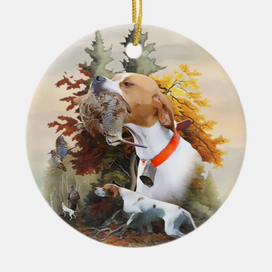 Engelse pointer keramisch ornament (Voorkant)