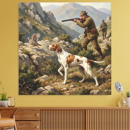 Engelse Pointer, Patrijshond Canvas Afdruk (Insitu (Woonkamer))