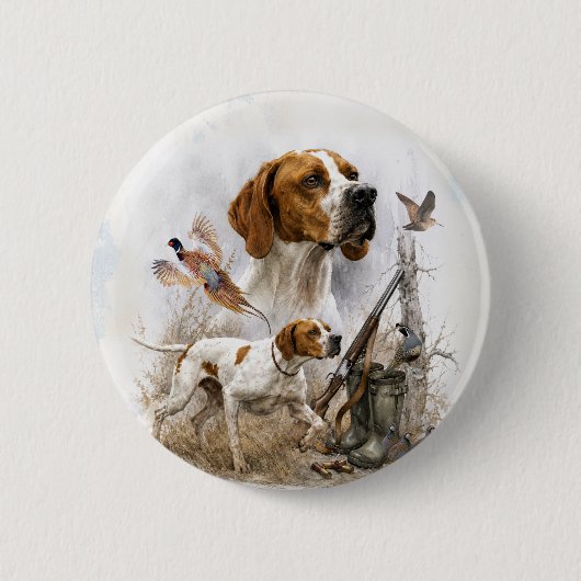 Engelse Pointer   Ronde Button 5,7 Cm (Voorkant)