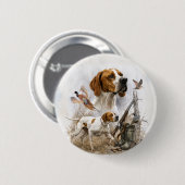 Engelse Pointer   Ronde Button 5,7 Cm (Voorkant /achterkant)