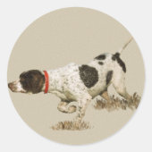 Engelse pointer ronde sticker (Voorkant)