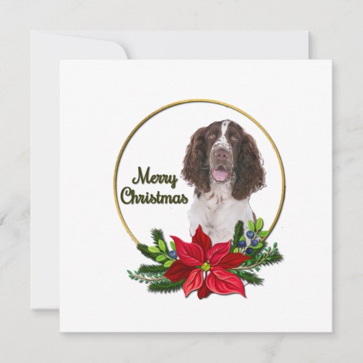 Engelse Pointer Rood & Groen Kerstmis Kaart (Voorkant)
